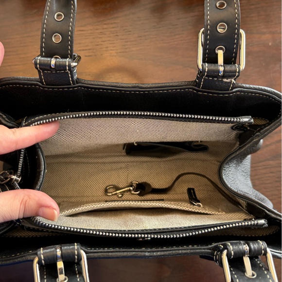 Vintage Dooney & Burke Black Pebble Leather Double Handle Satchel Handbag - Picture 5 of 16